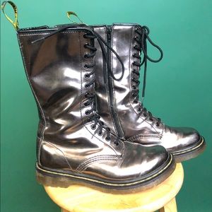 RARE Silver Dr Martens Tall Boots size 8W